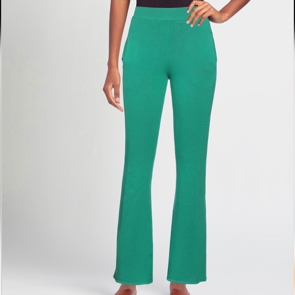 New Costes Amsterdam Green Ribbed flare pants high-waist, Sz XXL EU fit 12/14 US